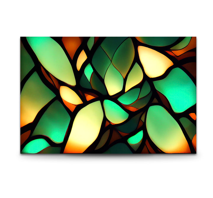 Green Leaf Glass Wall Art – Organic Abstract Nature-Inspired Panel