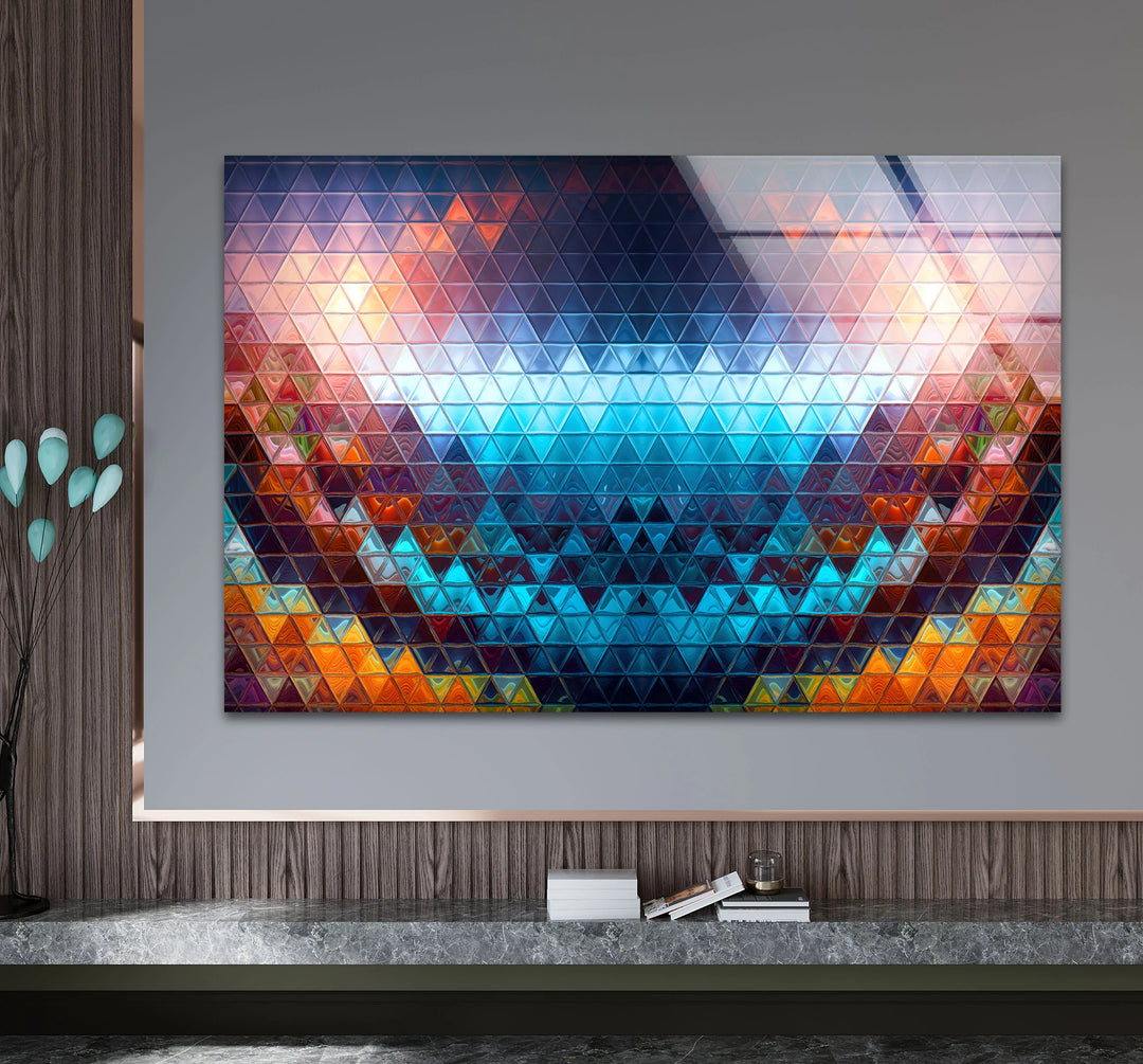 Geometric Prism Glass Wall Art – Colorful Triangle Mosaic for Modern Decor - MyPhotoStation