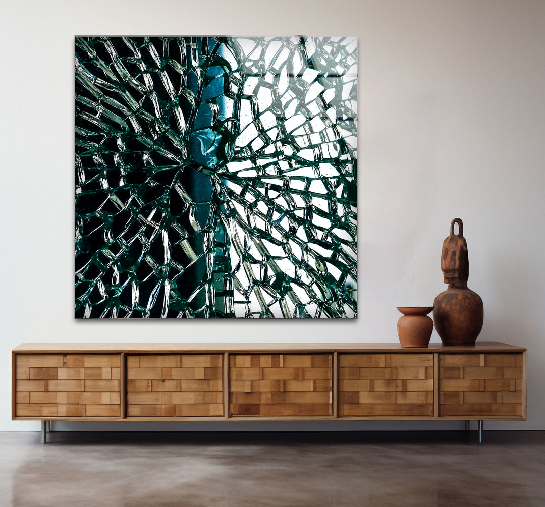 Fractured Glass Pattern Wall Art – Abstract Shattered Effect Glass Print