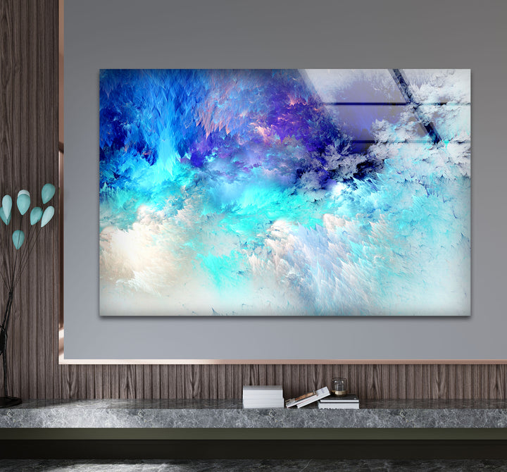 Icy Blue Dream Wall Art – Abstract Frosted Cloud Glass Print