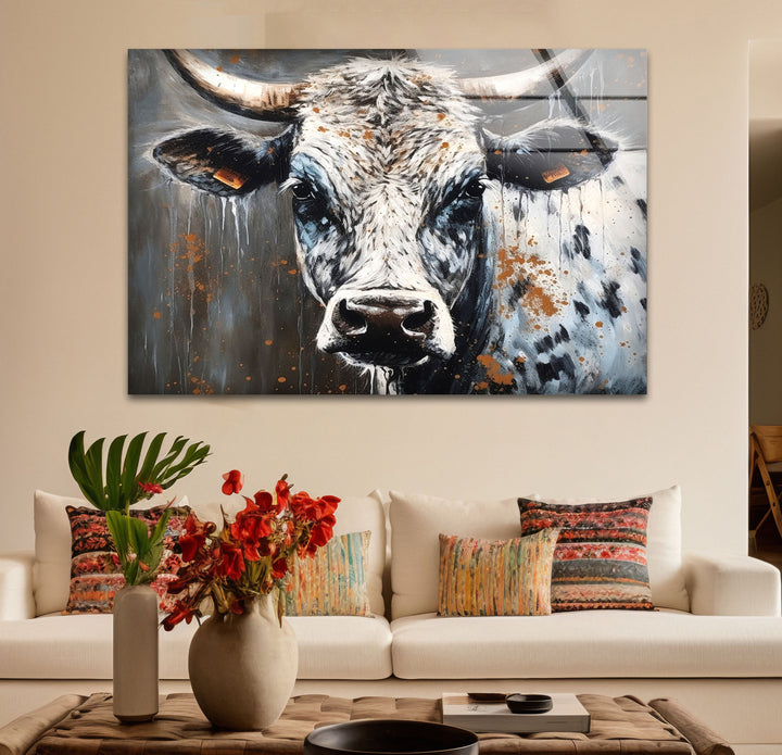 Rustikale Highland Cow Wandkunst – Bauernhaus Tier Dekor, Moderner Landhausstil 