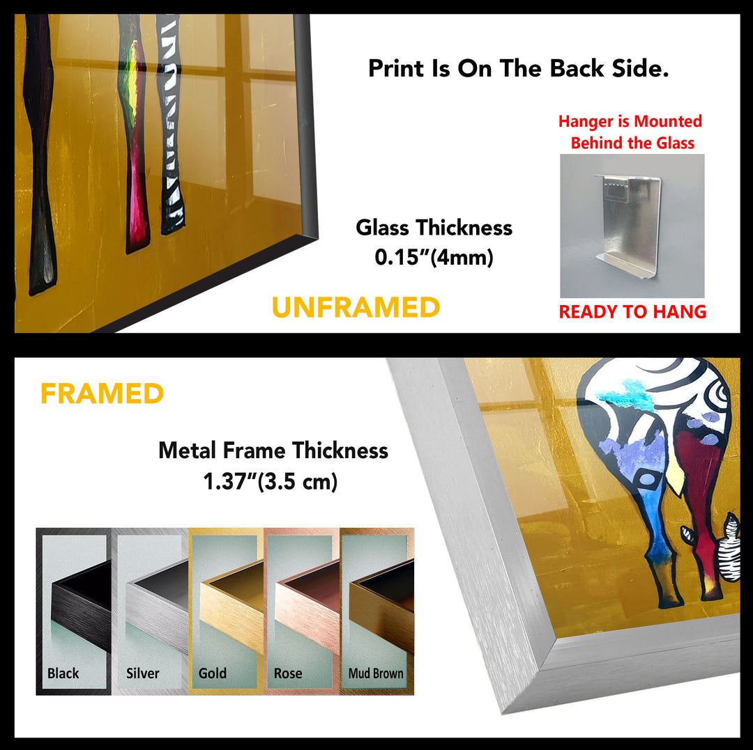 Colorful Zebra Art Print – Abstract Safari Animal Glass Wall Decor