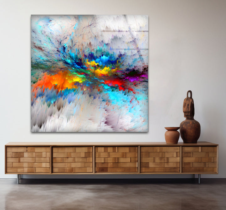 Prismatic Burst Wall Art – Explosive Color Abstract Glass Print Decor