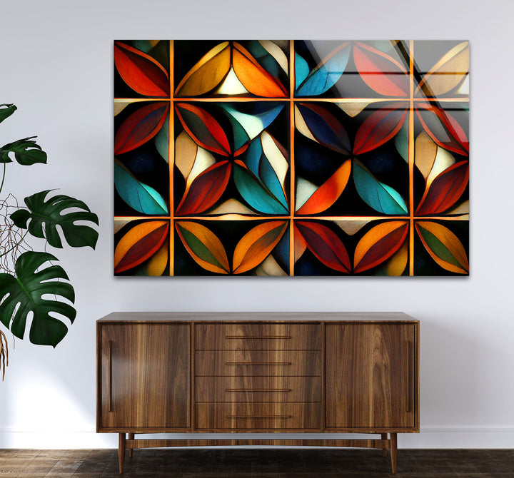 Geometric Stained Glass Wall Art – Abstract Mosaic Glass Design