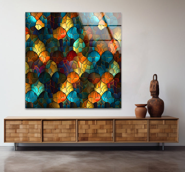 Abstract Stained Glass Wall Art – Colorful Mosaic Glass Design