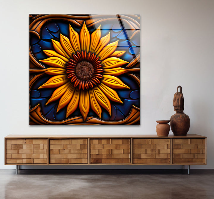 Sunflower Stained Glass Wall Art – Vibrant Floral Decor, Nature-Inspired Design