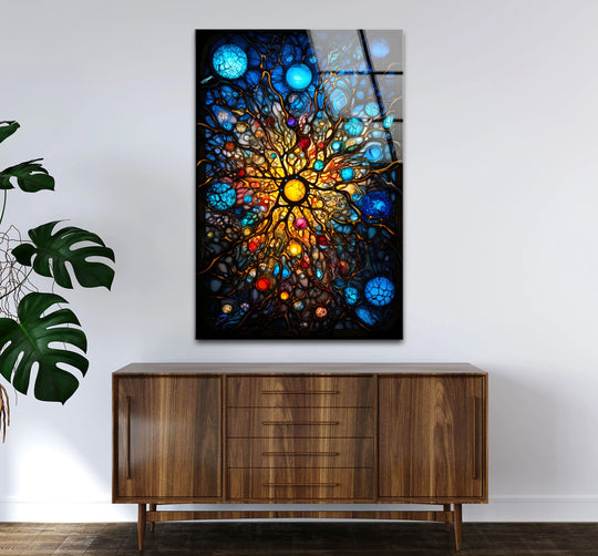 Celestial Stained Glass Wall Art – Cosmic Sunburst Galaxy Design - MyPhotoStation