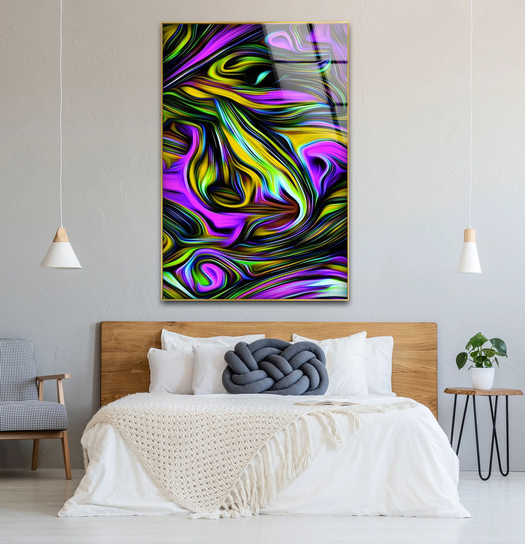 Psychedelic Swirl Glass Wall Art – Vibrant Abstract Pattern for Bold Modern Interiors - MyPhotoStation