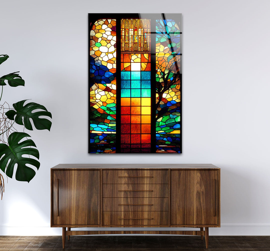 Buntglasfensterkunst – Lebendiges, von Kathedralen inspiriertes Design