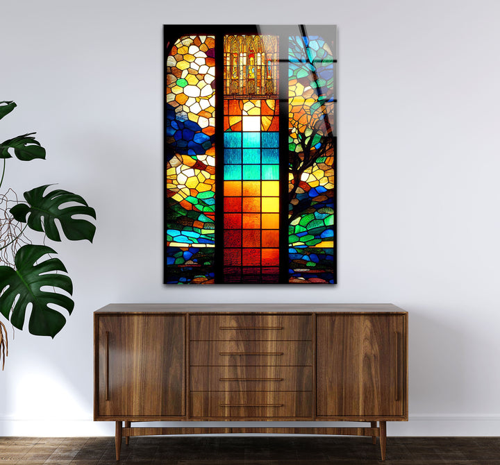 Buntglasfensterkunst – Lebendiges, von Kathedralen inspiriertes Design