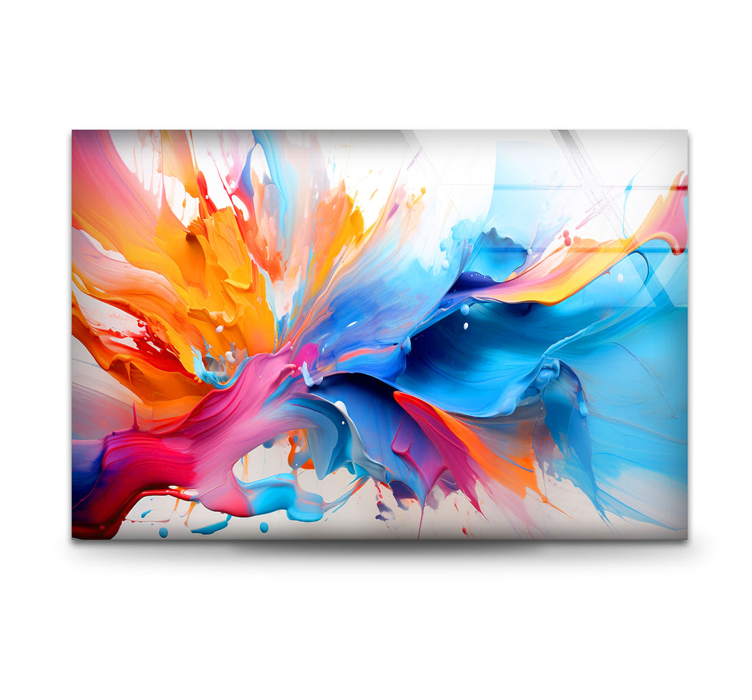 Color Splash Abstract Wall Art – Vibrant Glass Print for Modern and Creative Interiors