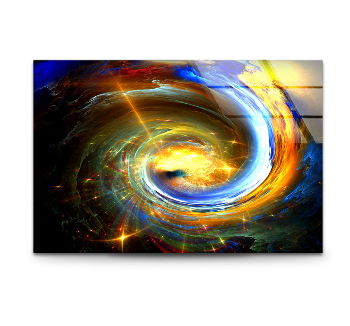 Galactic Vortex Wall Art – Spiral Energy Cosmos Glass Print Décor