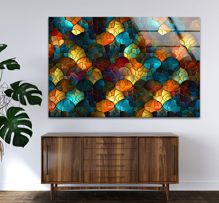 Abstract Stained Glass Wall Art – Colorful Mosaic Glass Design