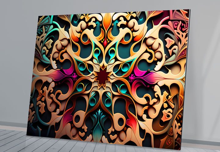 Verzierte Mandala-Wandkunst aus Glas – Lebendiges, wirbelndes Boho-Dekor 