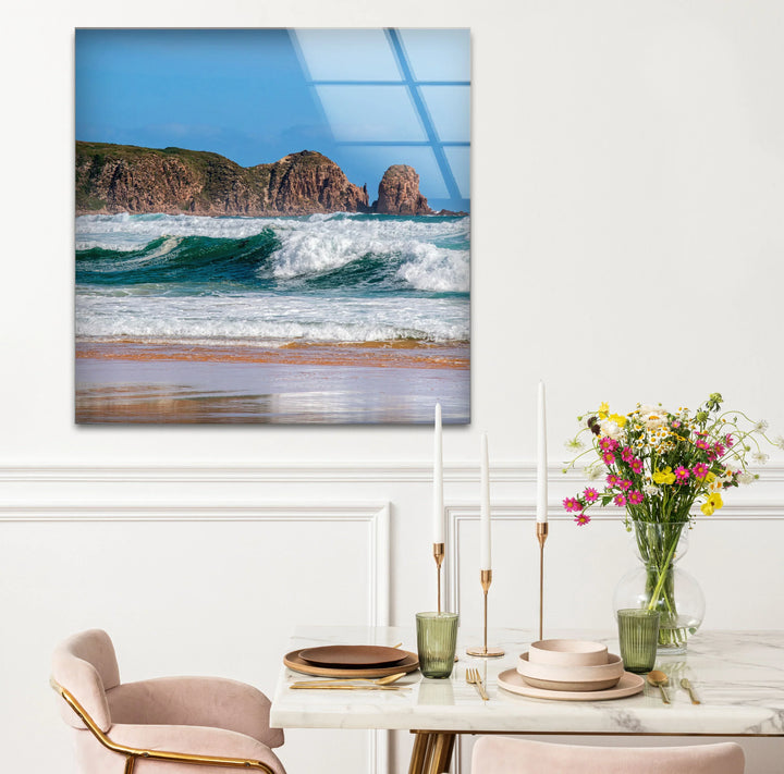 Rocky Coastline Ocean Wave Wall Art – Scenic Beach Glass Print for Nature Lovers - MyPhotoStation