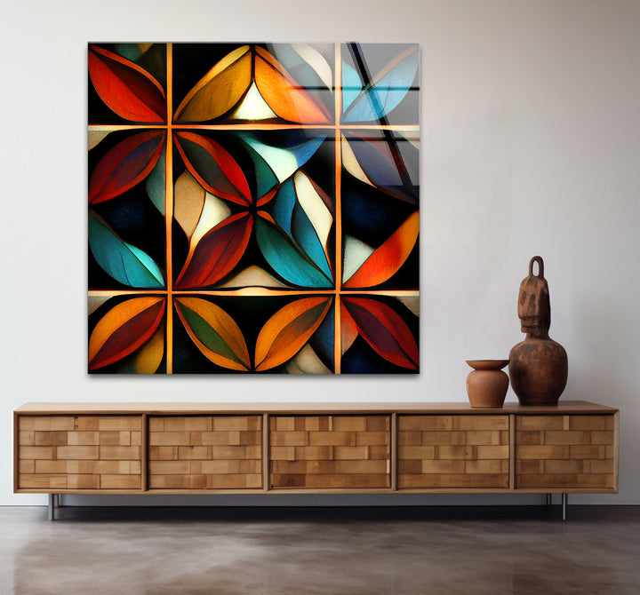 Geometric Stained Glass Wall Art – Abstract Mosaic Glass Design