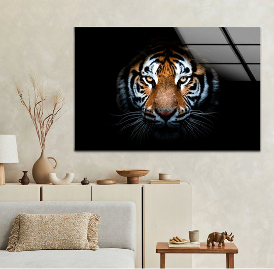 Tiger Face Wall Art – Fierce Jungle Animal Glass Print for Bold Decor - MyPhotoStation