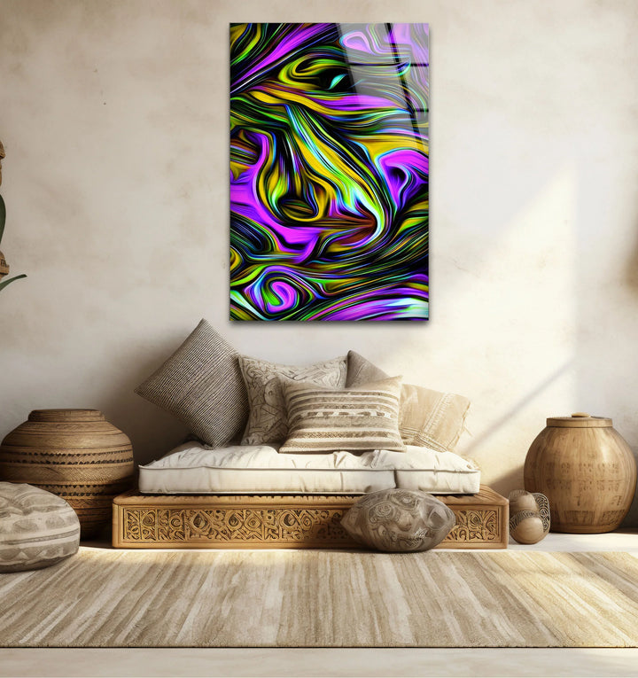 Psychedelic Swirl Glass Wall Art – Vibrant Abstract Pattern for Bold Modern Interiors - MyPhotoStation
