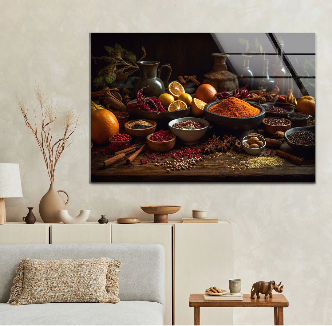 Rustic Spice Kitchen Wall Art – Culinary Herb and Spice Print on Glass - MyPhotoStation