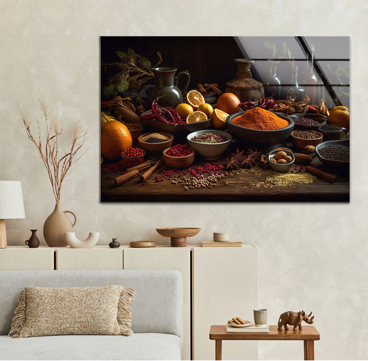 Rustic Spice Kitchen Wall Art – Culinary Herb and Spice Print on Glass - MyPhotoStation