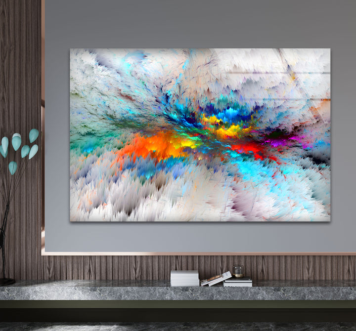 Prismatic Burst Wall Art – Explosive Color Abstract Glass Print Decor
