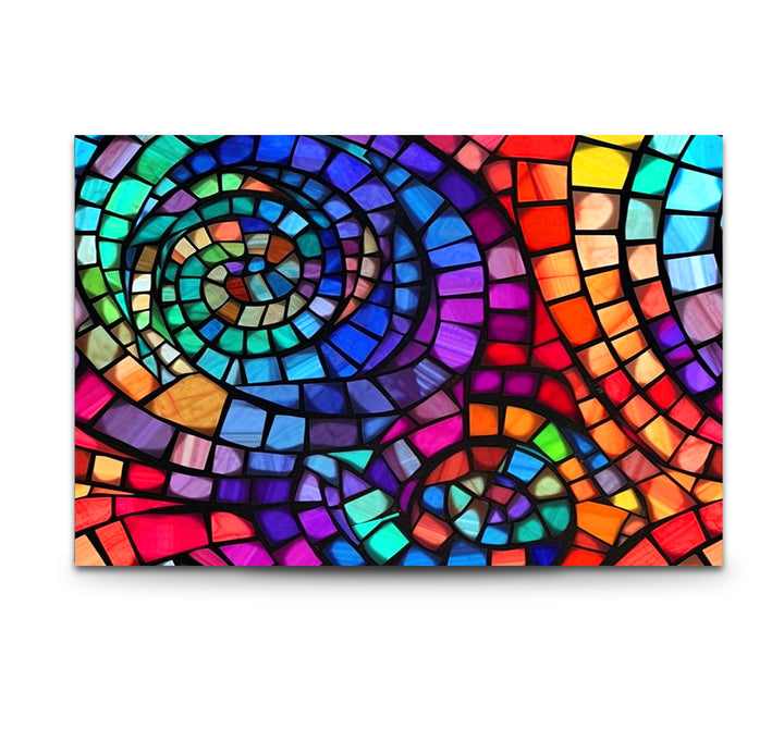 Vibrant Spiral Stained Glass Wall Art – Colorful Mosaic Window Design