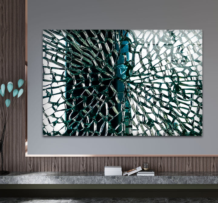 Fractured Glass Pattern Wall Art – Abstract Shattered Effect Glass Print