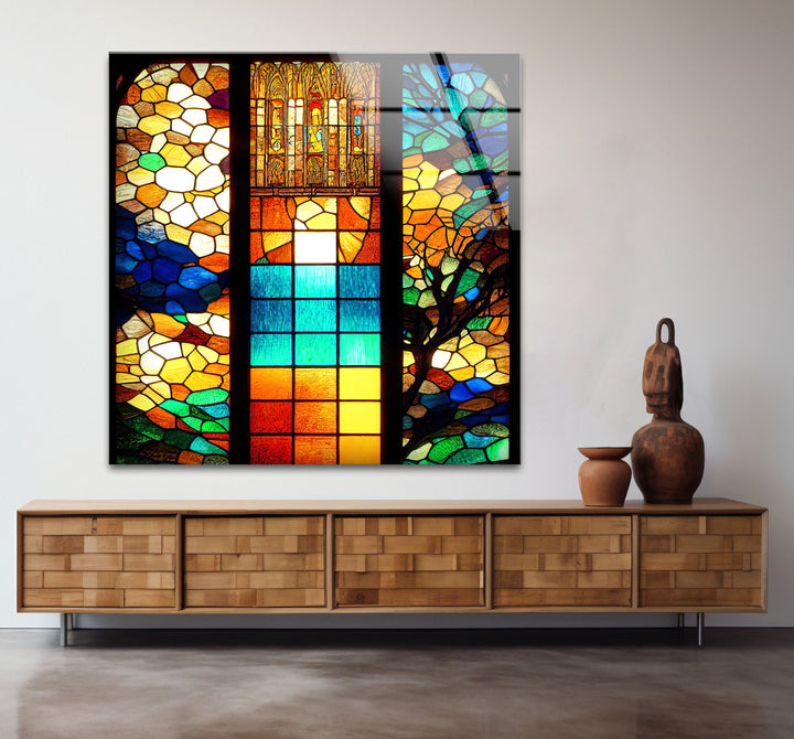 Buntglasfensterkunst – Lebendiges, von Kathedralen inspiriertes Design