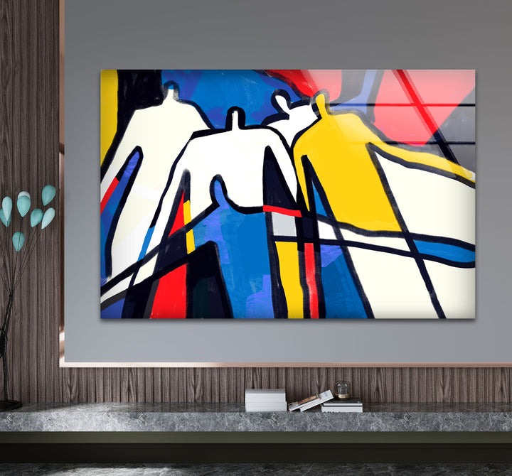 Bold Abstract Figures Wall Art – Colorful Modern People Silhouette Print