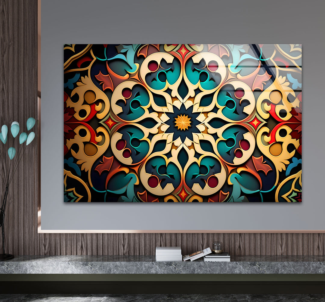 Filigrane Mandala-Wandkunst aus Glas – Luxuriöses geometrisches Design