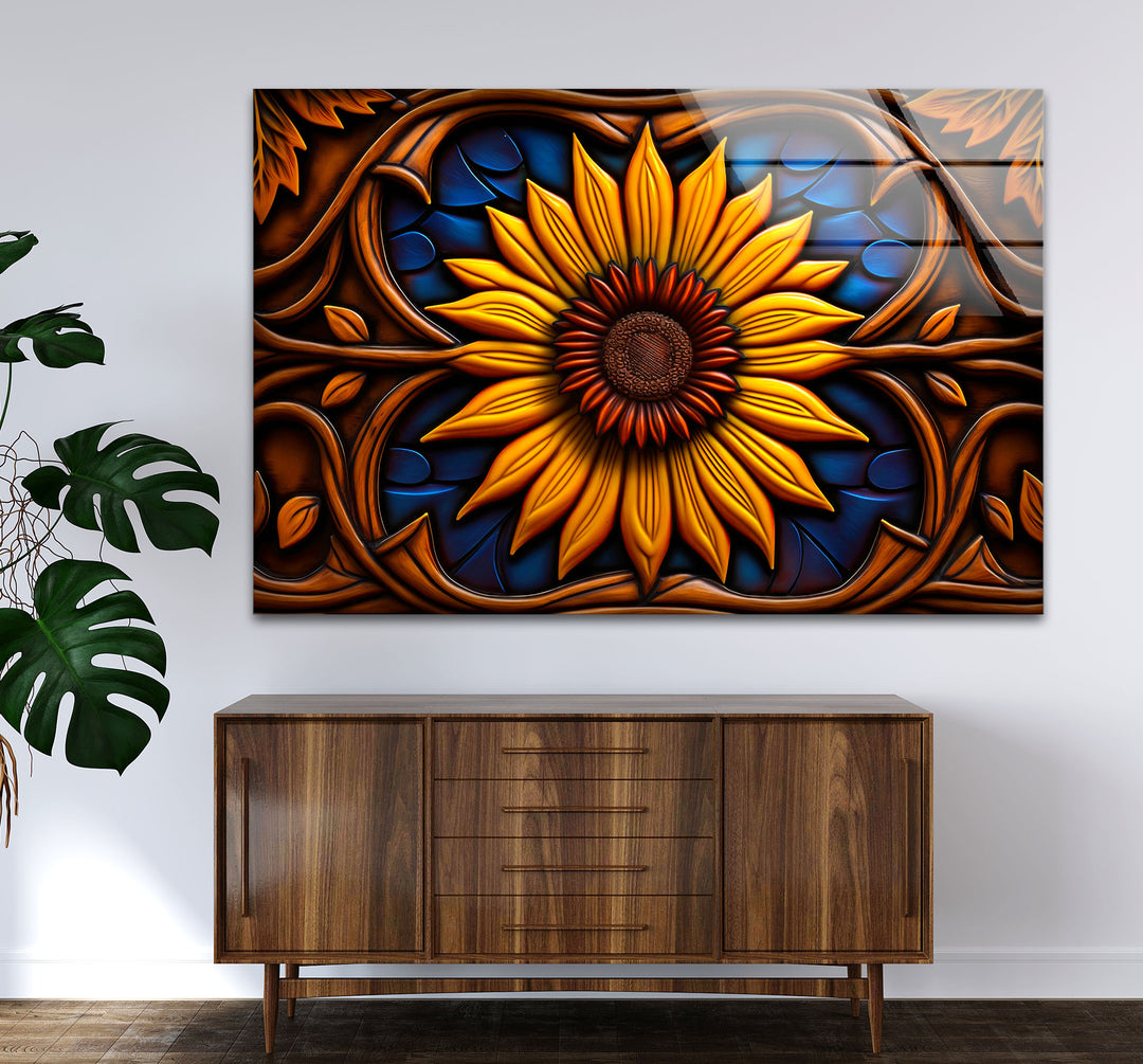 Sunflower Stained Glass Wall Art – Vibrant Floral Decor, Nature-Inspired Design
