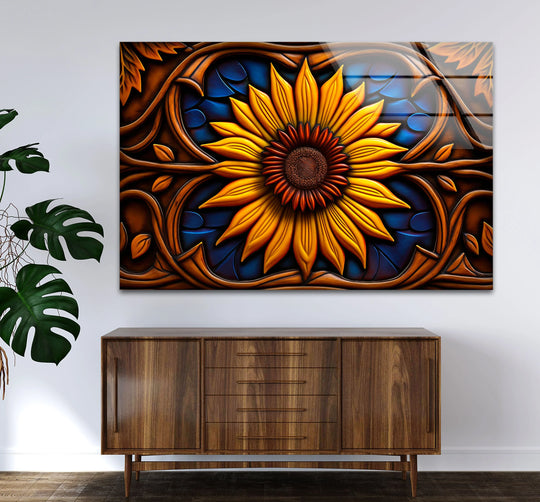 Sunflower Stained Glass Wall Art – Vibrant Floral Decor, Nature-Inspired Design - MyPhotoStation