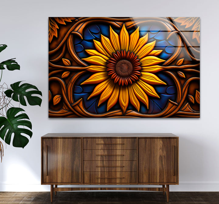 Sunflower Stained Glass Wall Art – Vibrant Floral Decor, Nature-Inspired Design