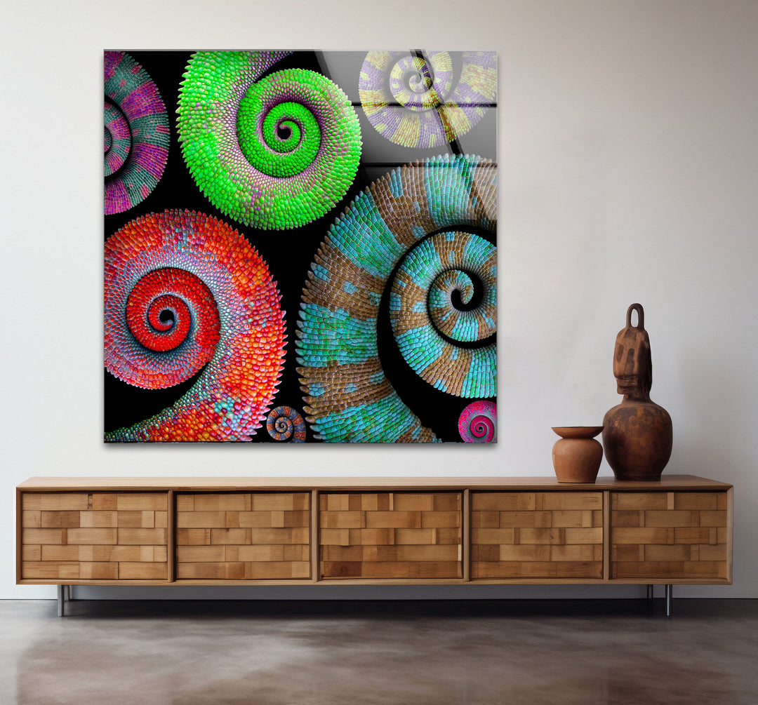 Colorful Spiral Pattern Wall Art – Vibrant Abstract Glass Print Décor