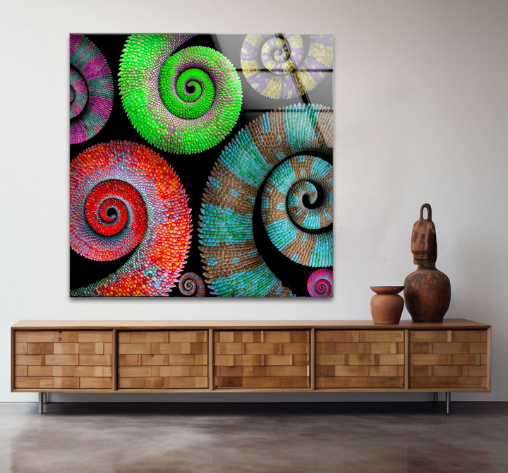 Colorful Spiral Pattern Wall Art – Vibrant Abstract Glass Print Décor
