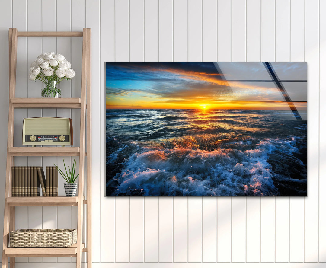Ocean Sunset Wall Art – Vibrant Seascape Glass Print for Coastal Decor - MyPhotoStation