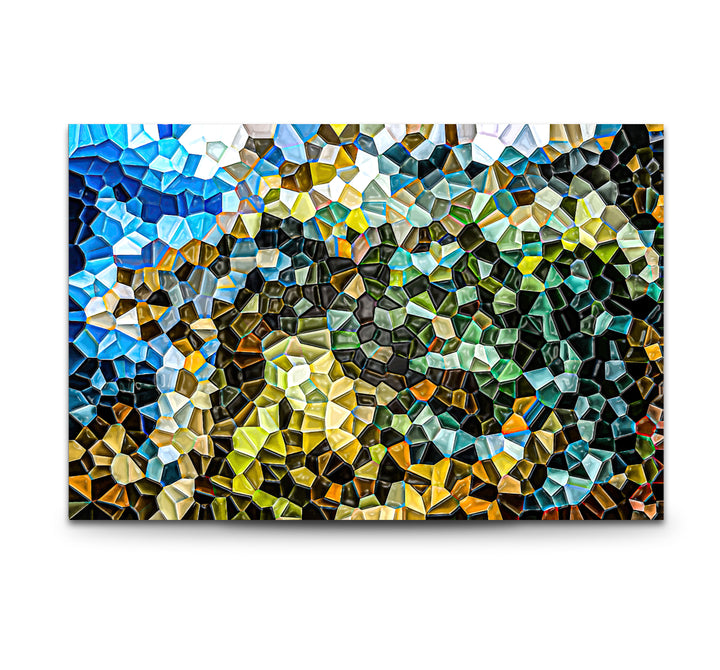 Abstract Mosaic Landscape Glass Wall Art – Colorful Geometric Nature Design