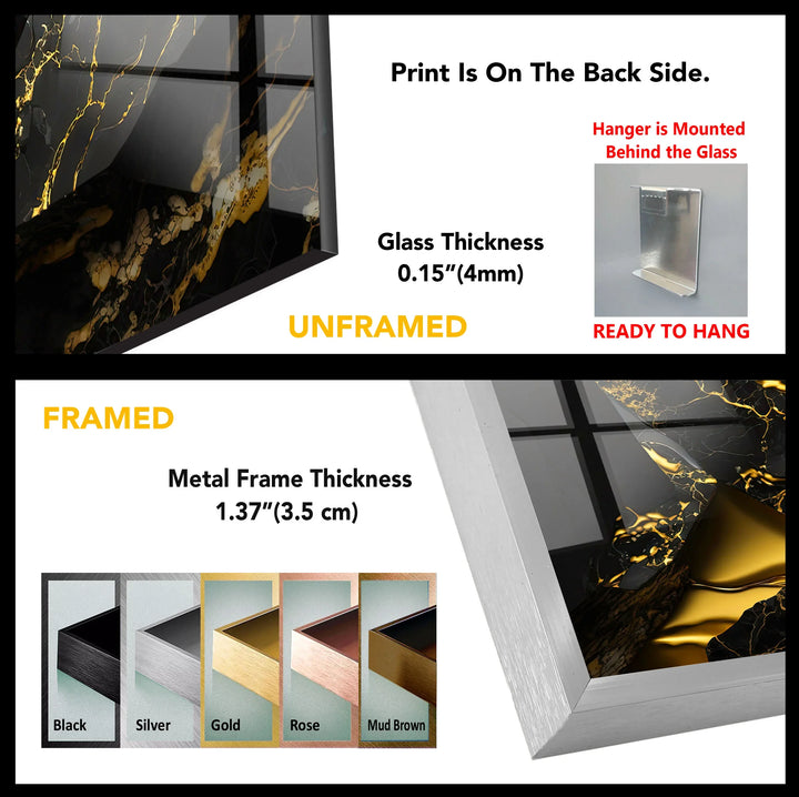 Black and Gold Abstract Wall Art – Modern Glass Print with Luxury Shine - MyPhotoStation