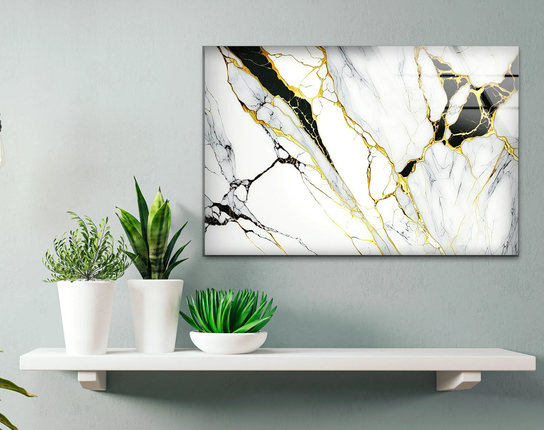 Black and Gold Marble Wall Art – Luxury Abstract Glass Print for Modern Interiors - MyPhotoStation