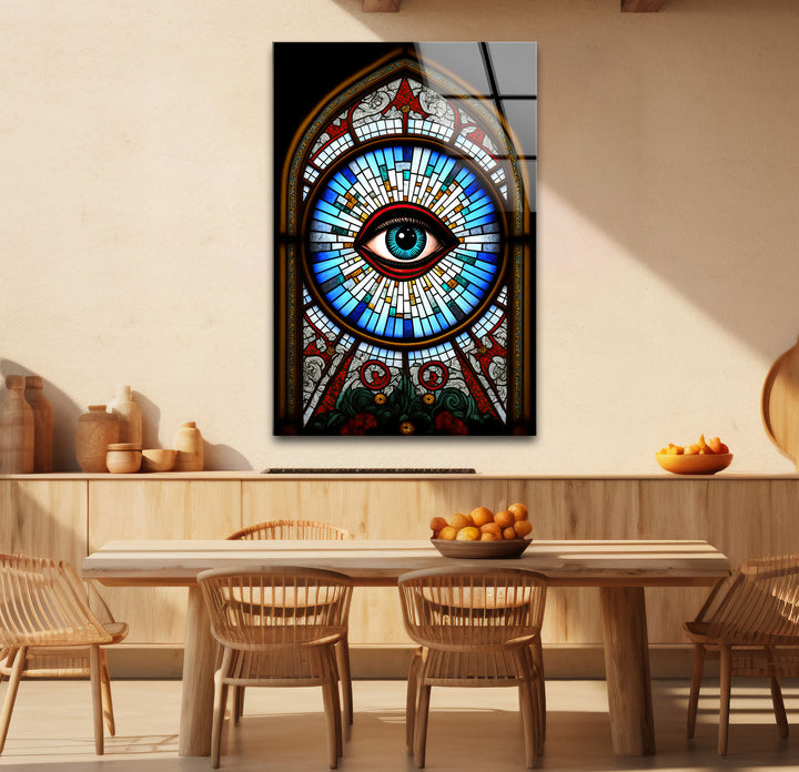 All-Seeing Eye Stained Glass Wall Art – Illuminati-Inspired Gothic Decor