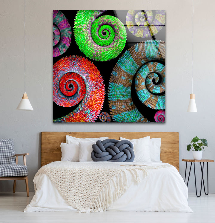Colorful Spiral Pattern Wall Art – Vibrant Abstract Glass Print Décor