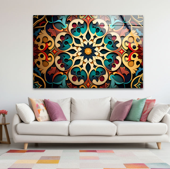 Filigrane Mandala-Wandkunst aus Glas – Luxuriöses geometrisches Design