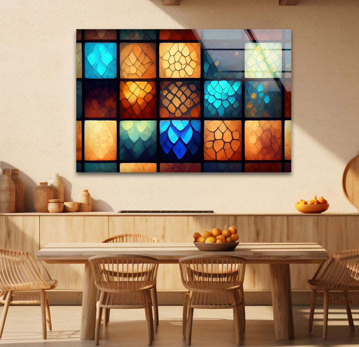 Geometric Stained Glass Wall Art – Colorful Mosaic Glass Print
