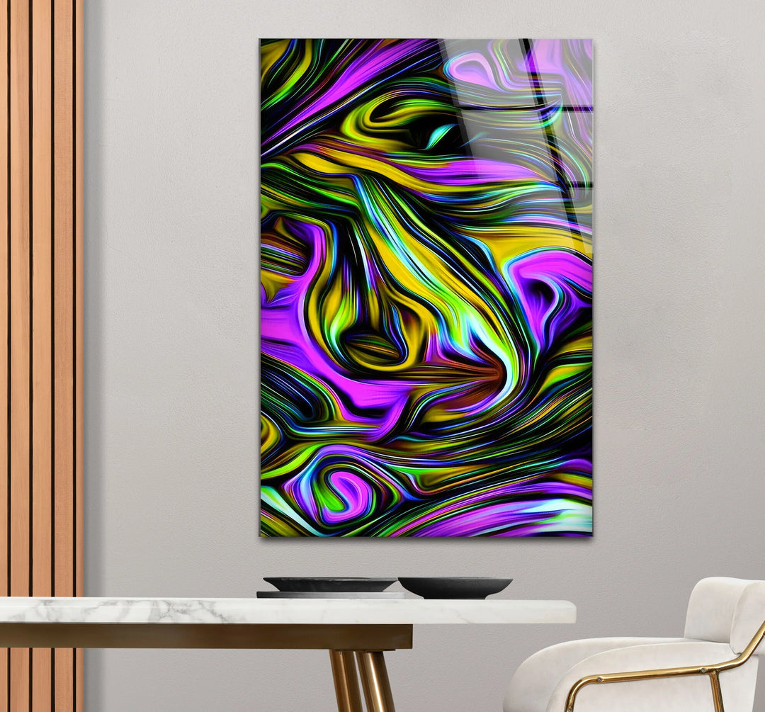Psychedelic Swirl Glass Wall Art – Vibrant Abstract Pattern for Bold Modern Interiors - MyPhotoStation