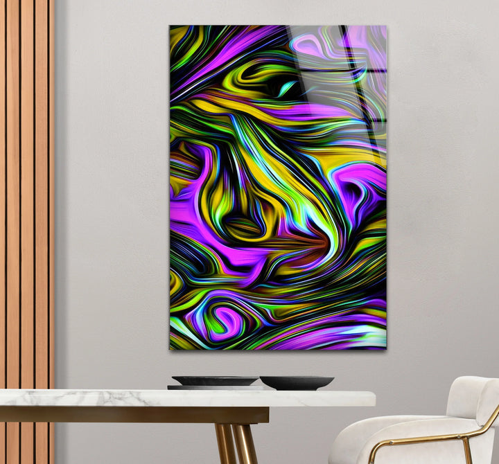 Psychedelic Swirl Glass Wall Art – Vibrant Abstract Pattern for Bold Modern Interiors - MyPhotoStation
