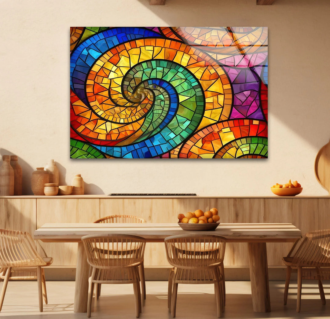 Colorful Spiral Stained Glass Wall Art – Vibrant Abstract Glass Decor - MyPhotoStation