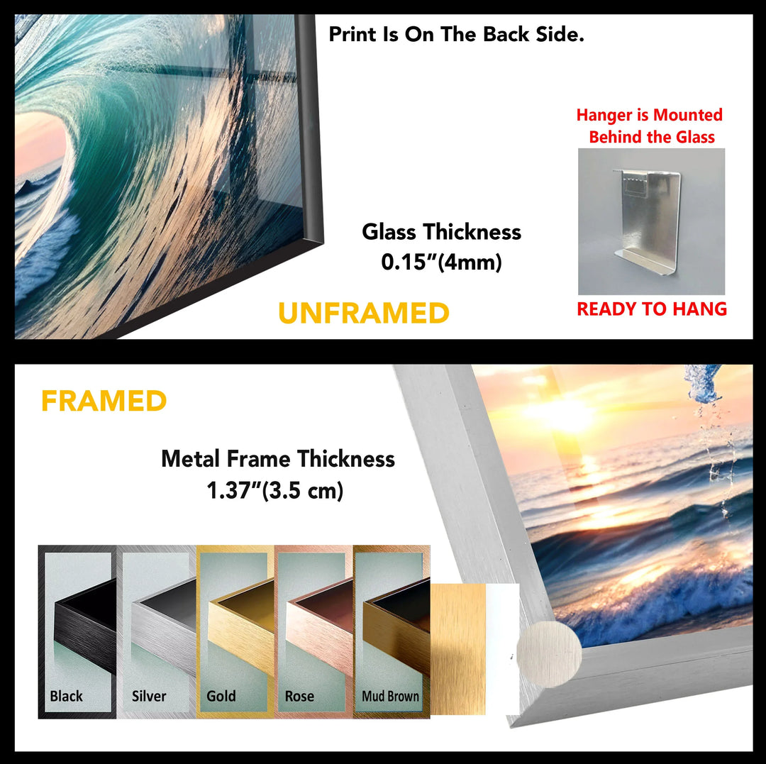 Jumping Dolphin Glass Wall Art – Ocean Wave Sunset Scene for Coastal Decor - MyPhotoStation
