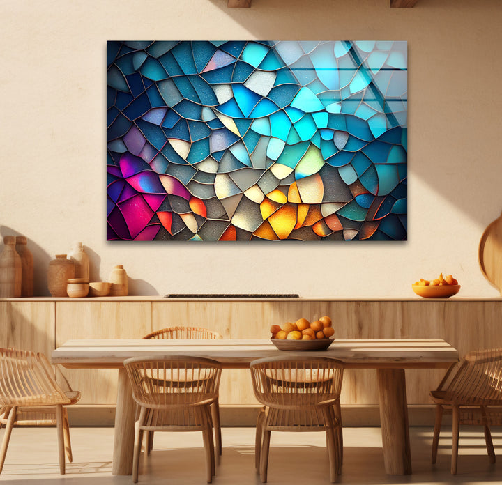 Schimmernde Prisma-Mosaik-Glaswandkunst – Strahlende abstrakte Scherben 