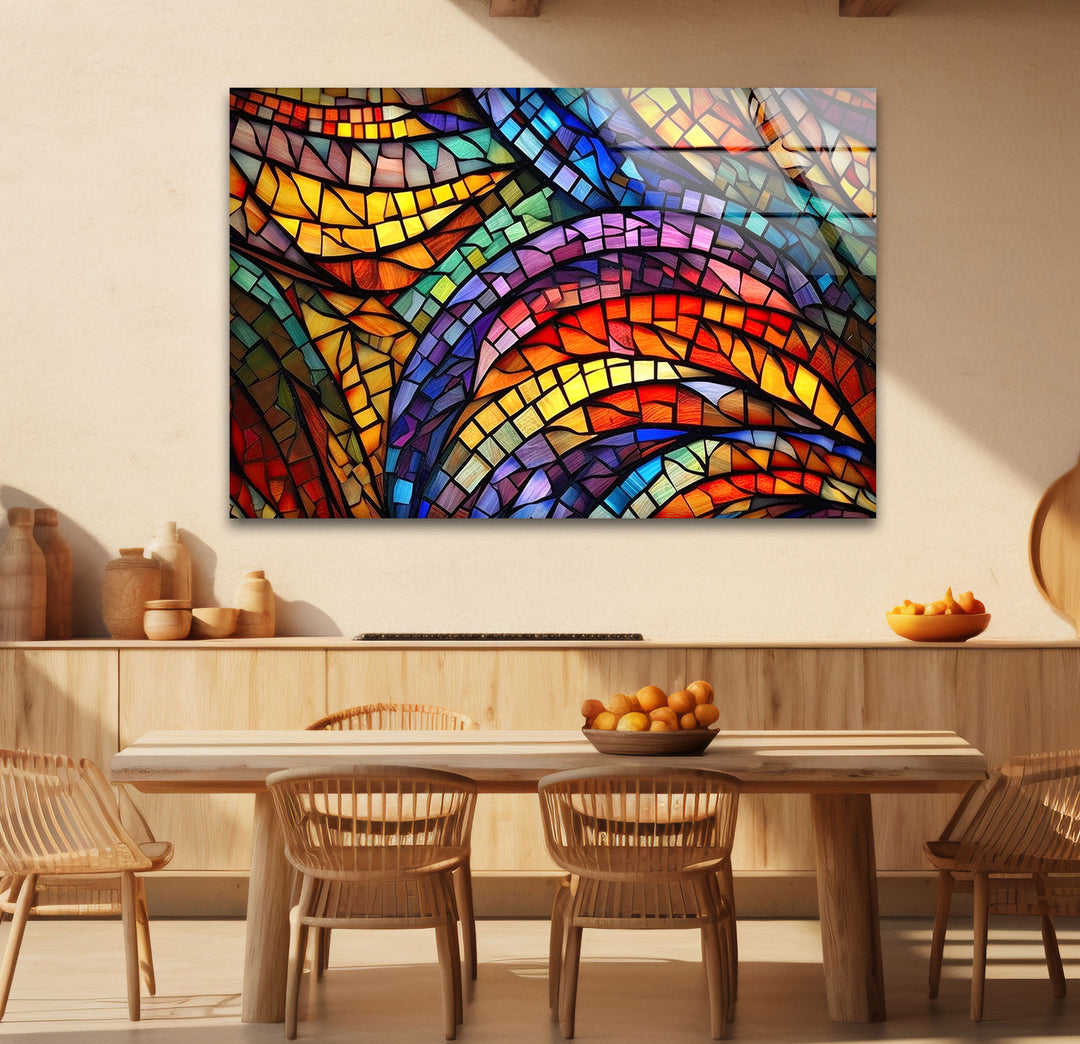 Lebendige Buntglas-Wandkunst – Farbenfrohes abstraktes Mosaik-Design