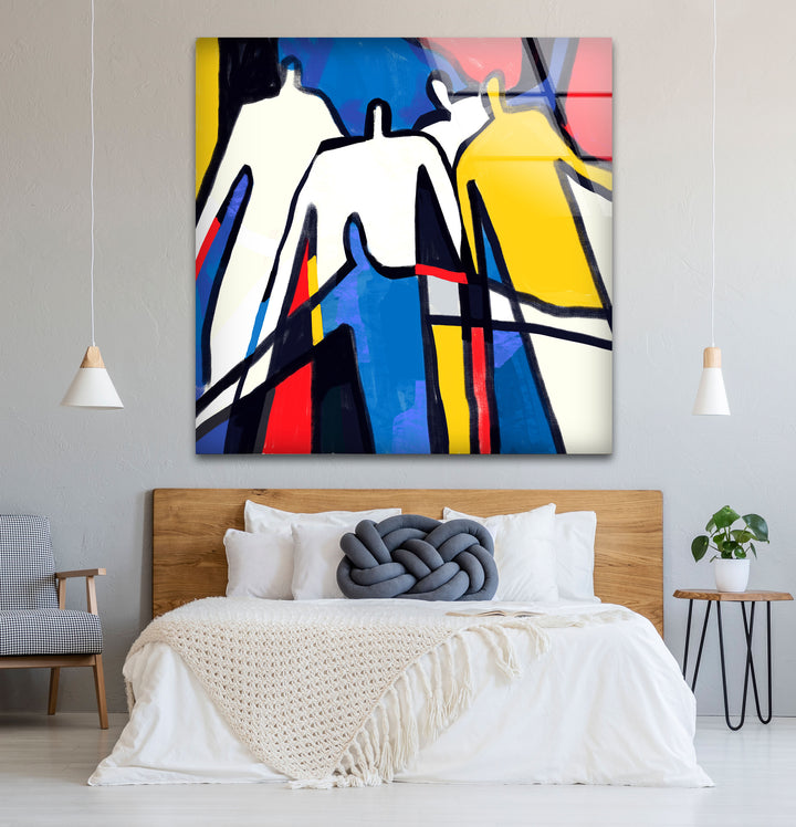 Bold Abstract Figures Wall Art – Colorful Modern People Silhouette Print